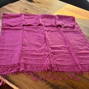 Elegant Pink Scarf with Fringe - OS